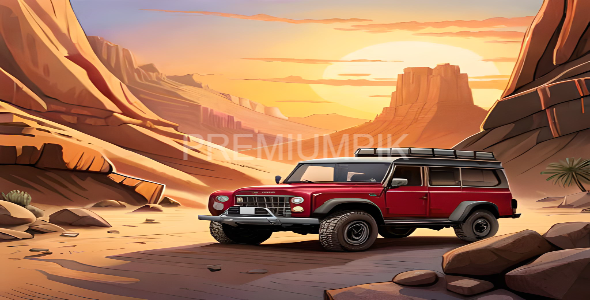 Car in desert Image ai